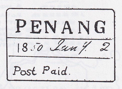 Penang FP 6 — pre-1854 Indian handstamp, 1849–1855, Black