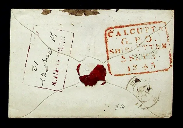 22 August 1845 Burkaghupr HG 1 pre stamp cover — COV-3587