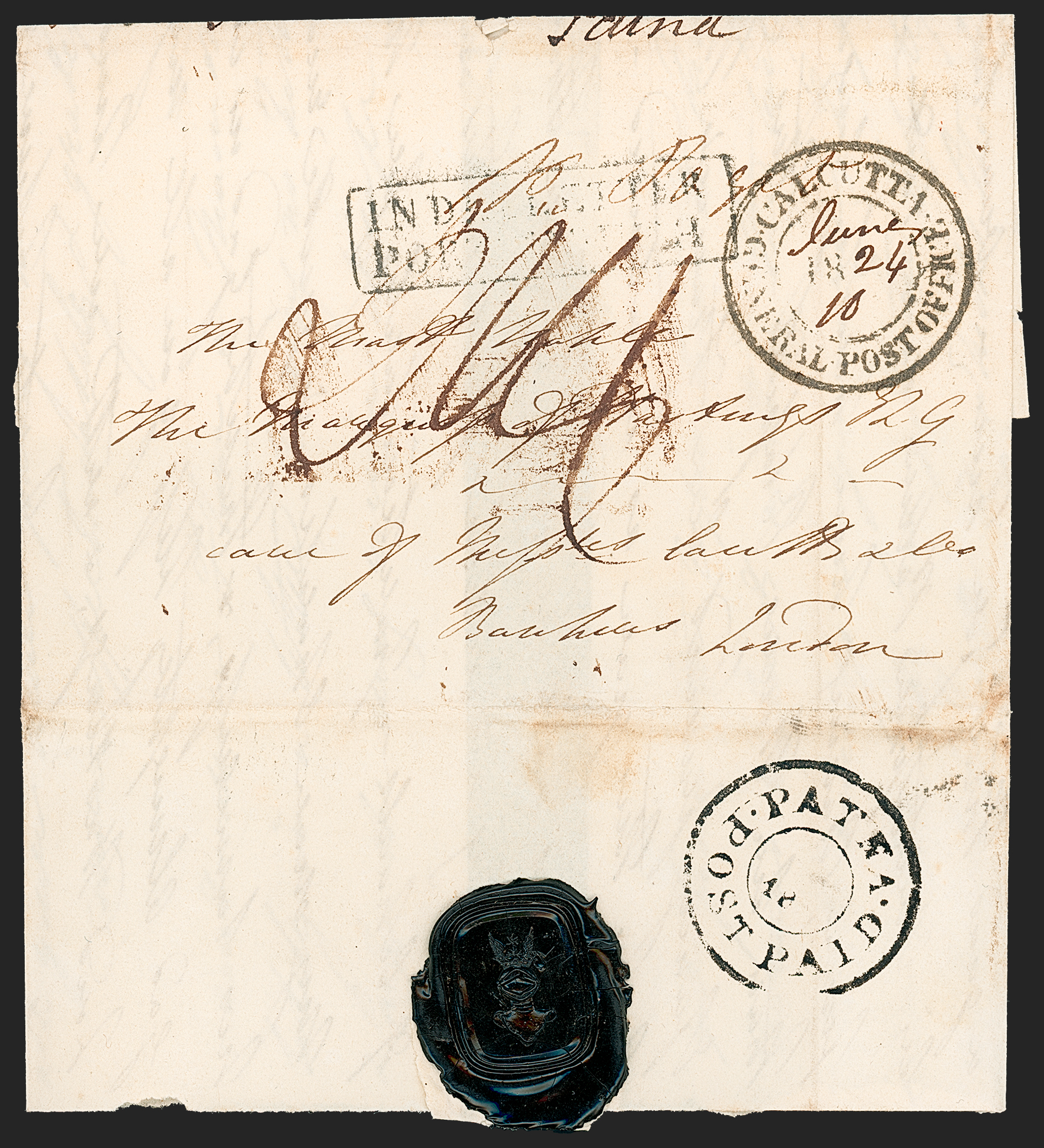 10 June 1824 Patna HG 6 pre stamp cover — COV-677