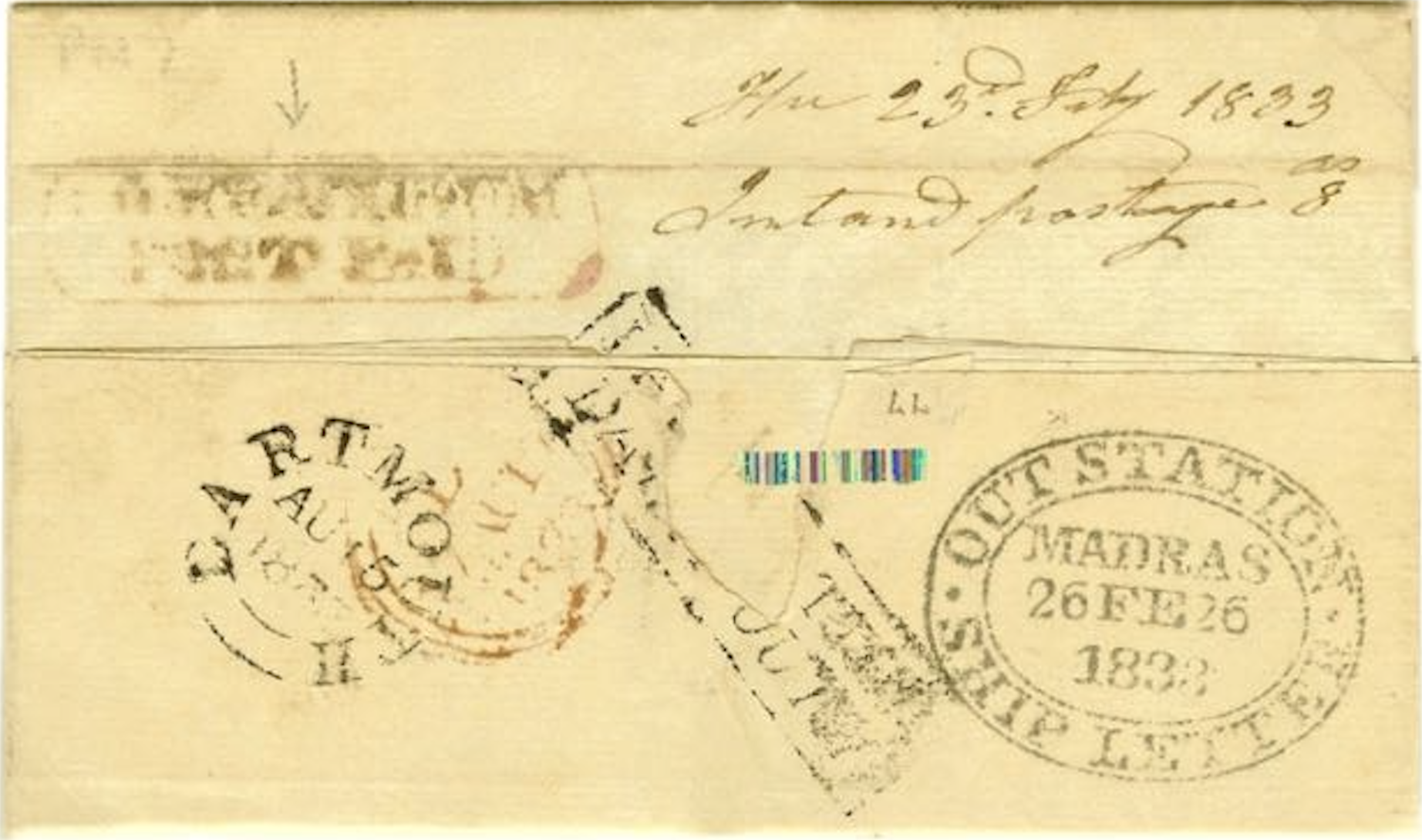 1832 Combaconum HG 1 pre stamp cover — COV-723