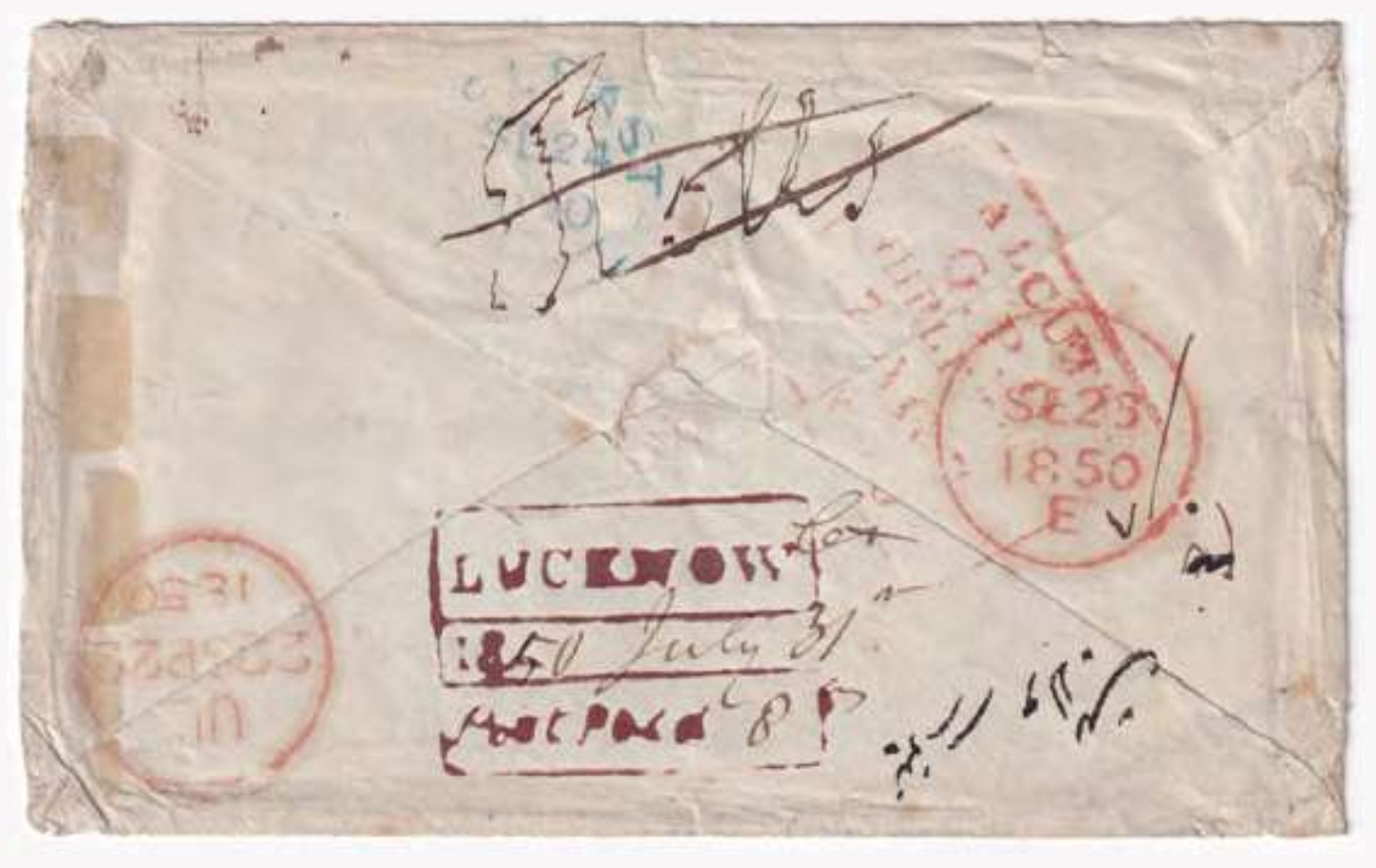 31 July 1850 Lucknow HG 10 pre stamp cover — COV-2872