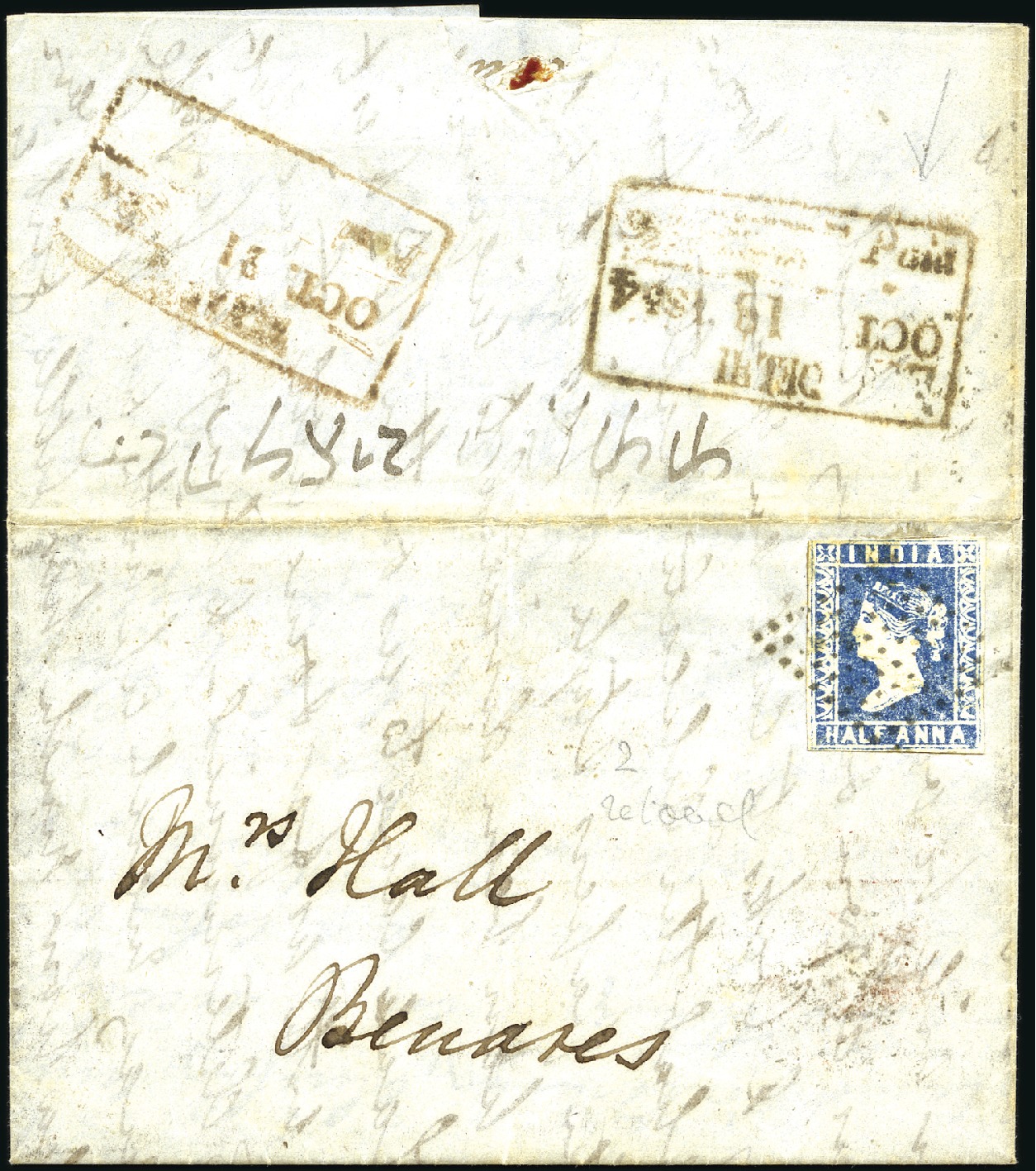 18 October 1854 Delhi HG 10b pre stamp cover — COV-2775