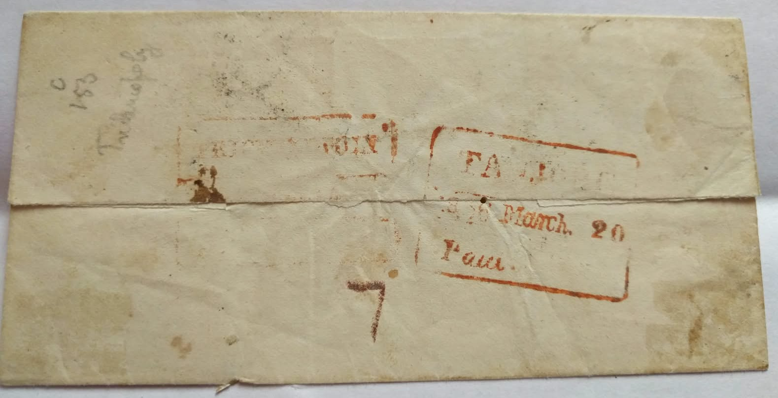 20 March 1856 Tanjore HG 7 pre stamp cover — COV-4782