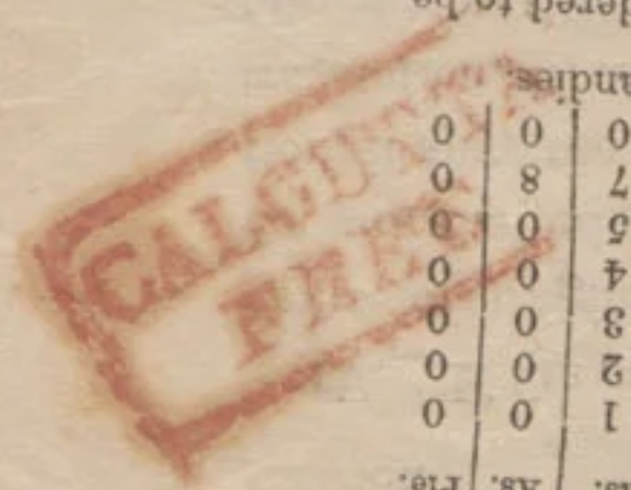 Calcutta HG 37 — pre-1854 Indian handstamp, 1852, Red (sketch)