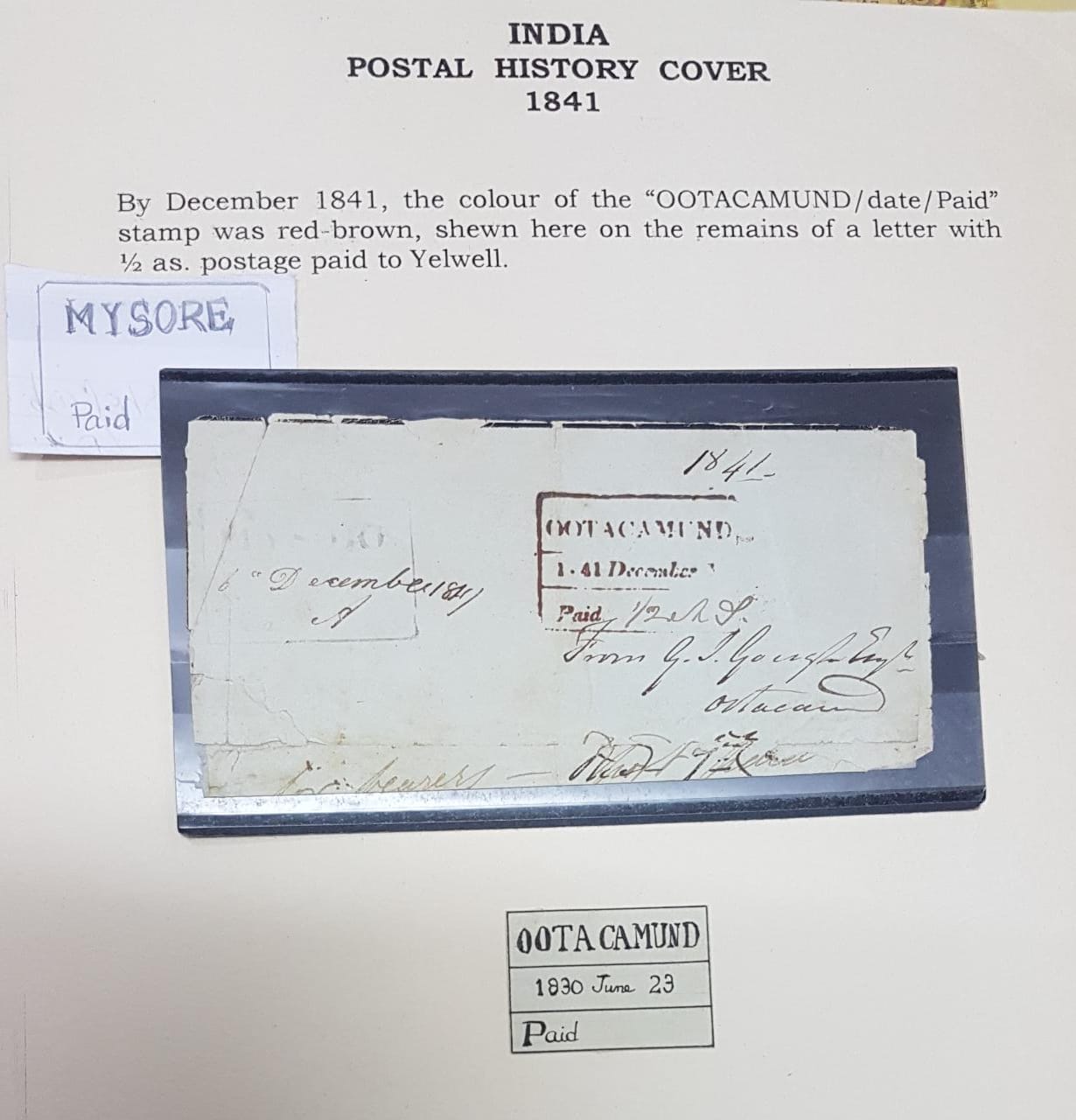 16 December 1841 Mysore HG 4 pre stamp cover — COV-4252
