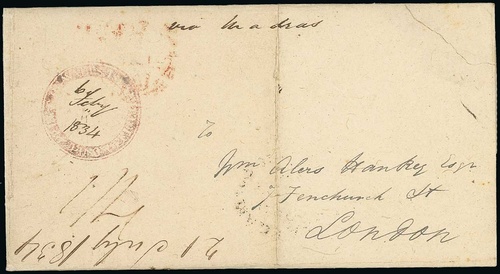 6 February 1834 Penang FP 3 pre stamp cover — COV-4347
