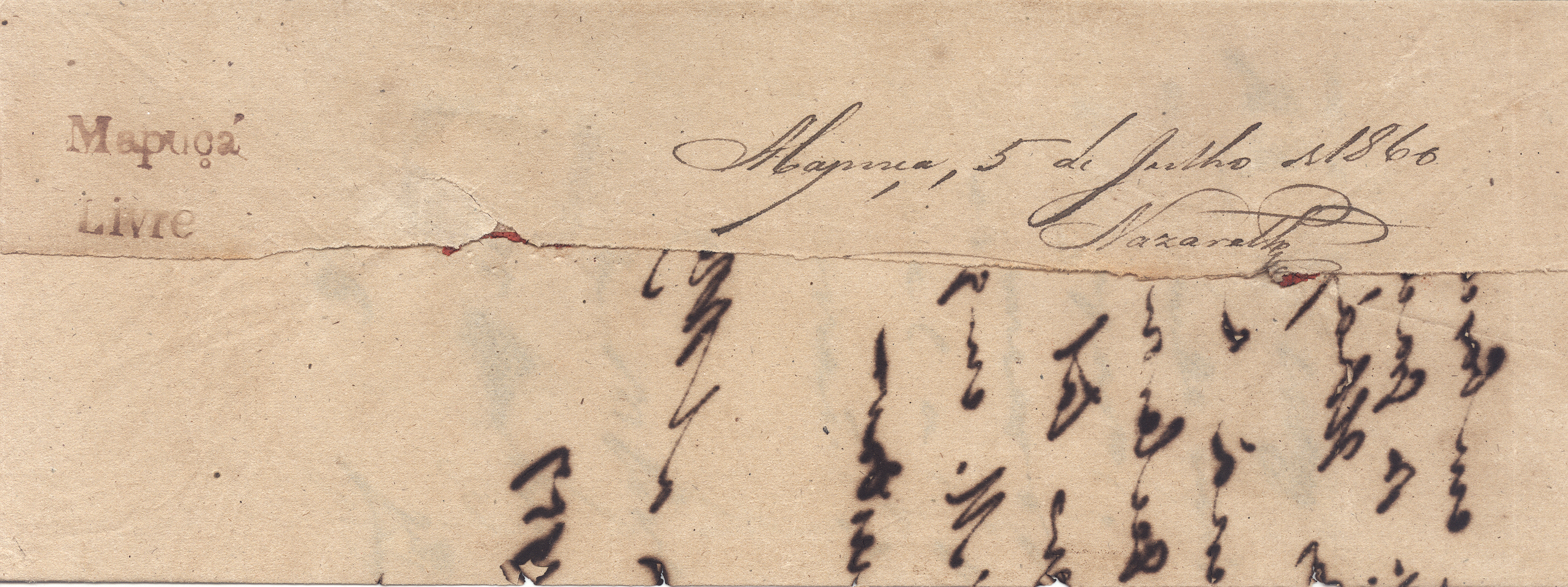 5 July 1860 Mapuca FP 1 pre stamp cover — COV-3129