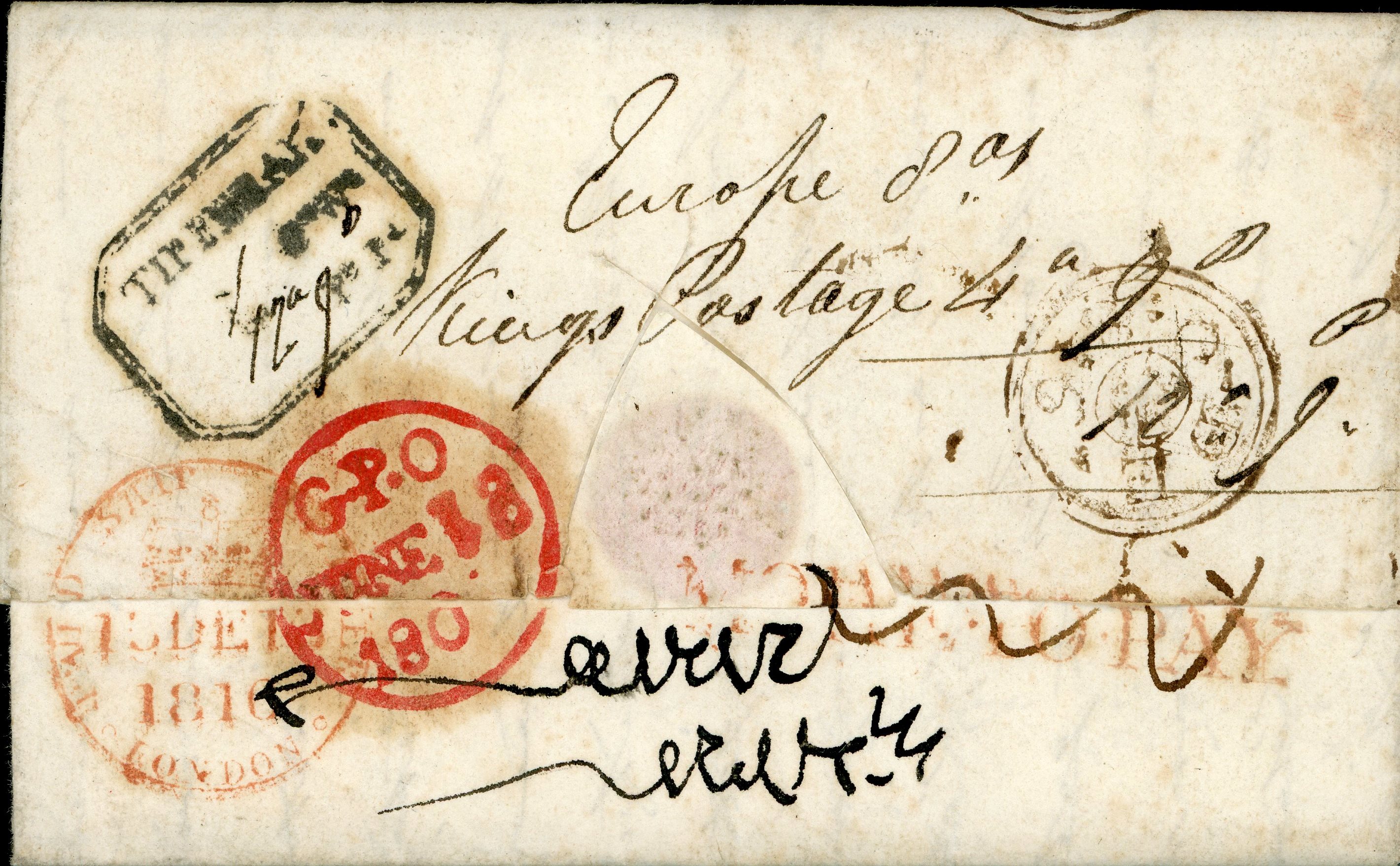 June 1816 Calcutta SD5 pre stamp cover — COV-2104