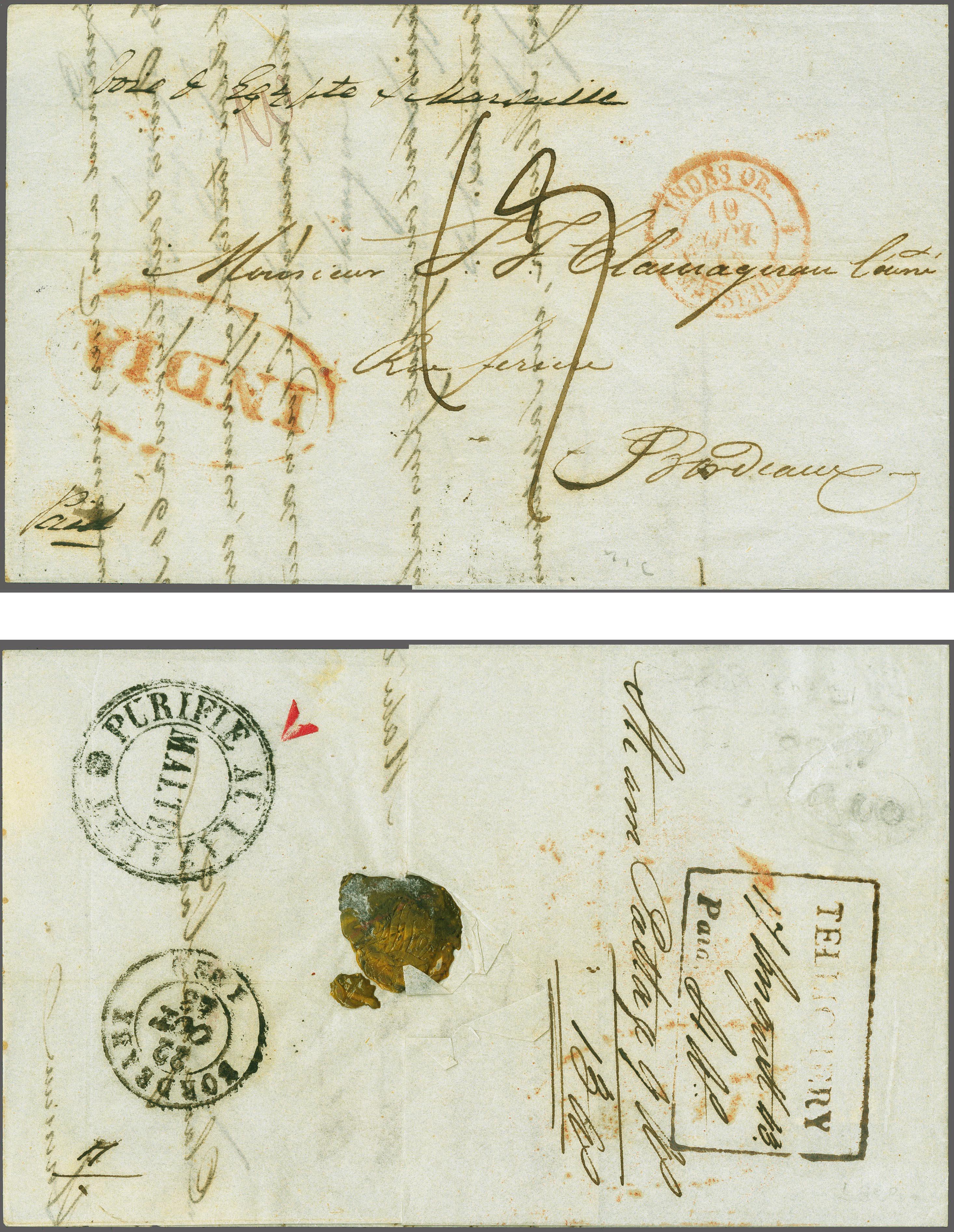 1843 Tellicherry HG 5 pre stamp cover — COV-611