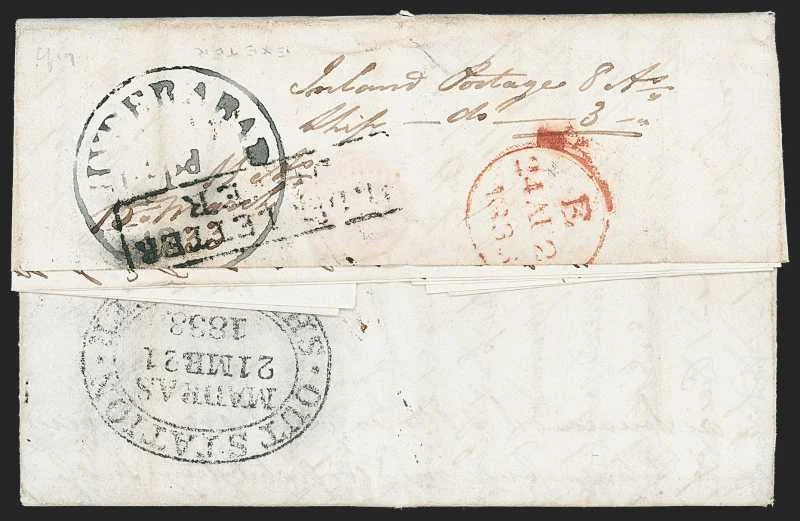 15 March 1833 Hyderabad HG 4 pre stamp cover — COV-643