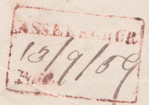 Handstruck stamp of India — Assurghur HG 2 pre-1854 handstamp