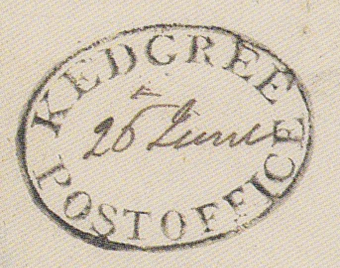 Kedgeree HG 3 — pre-1854 Indian handstamp, 1828–1832, Black