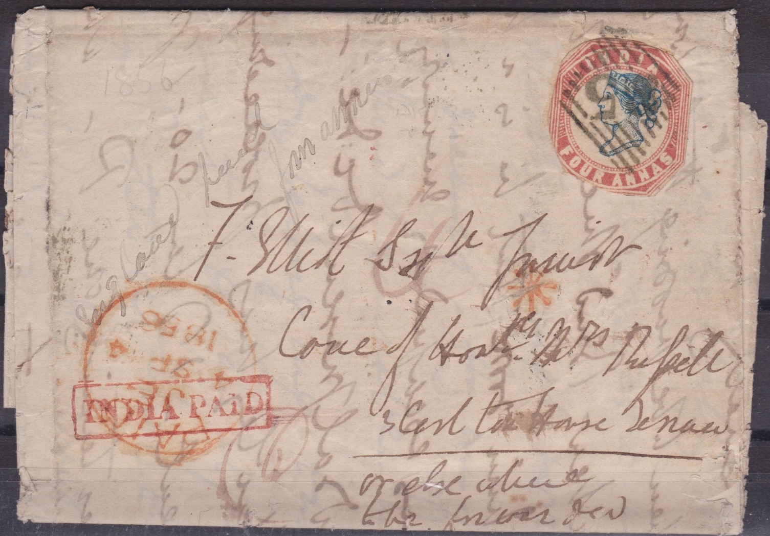 Belgaum HG 5 pre stamp cover — back (COV-4675)