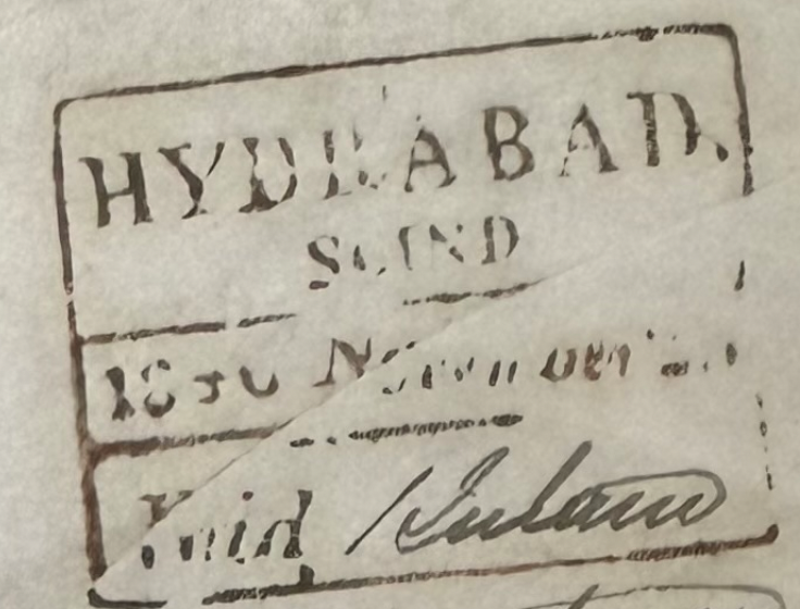 HG 3a handstamp from Hydrabad (Scind)