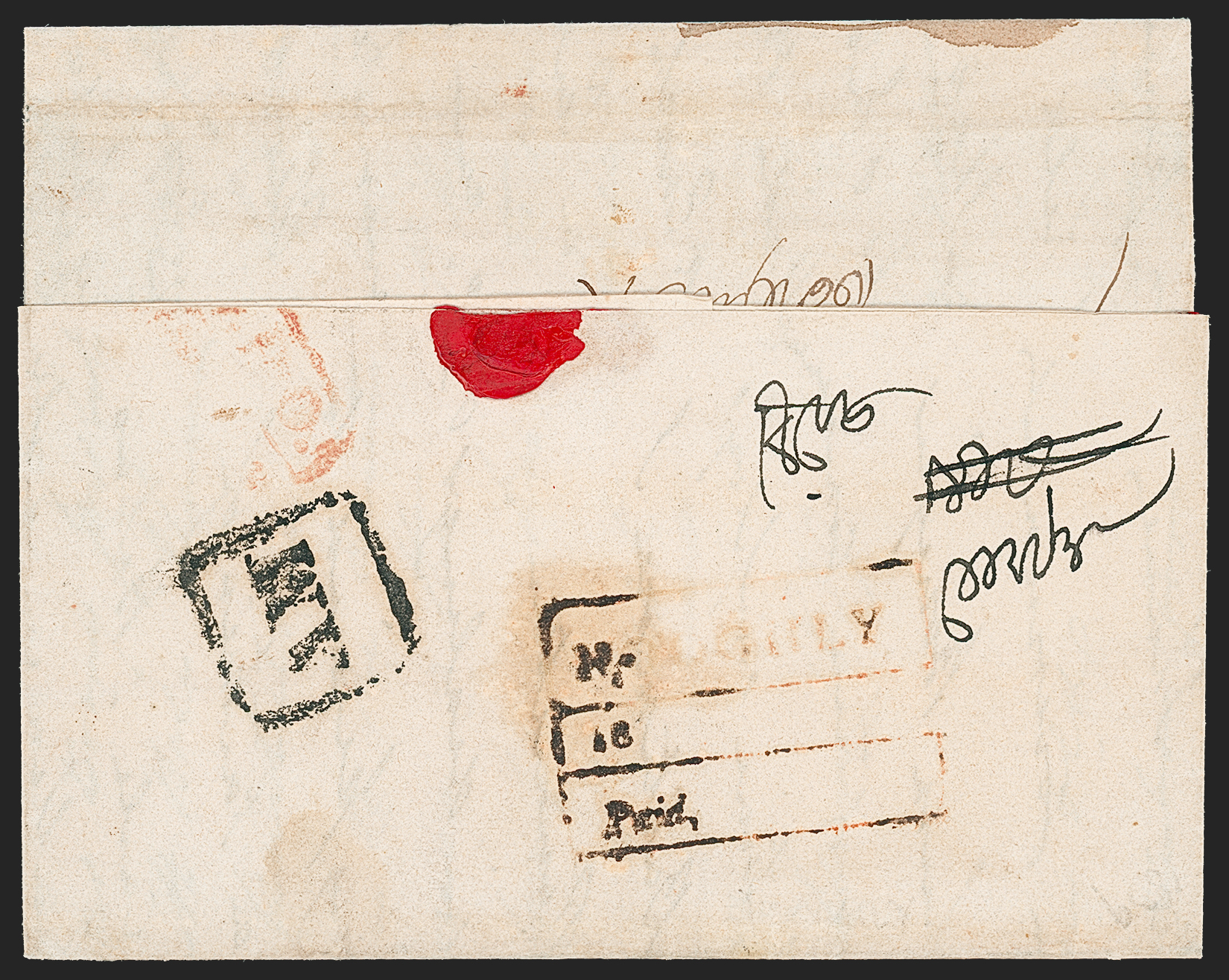 1839 Houghly HG 2 pre stamp cover — COV-640