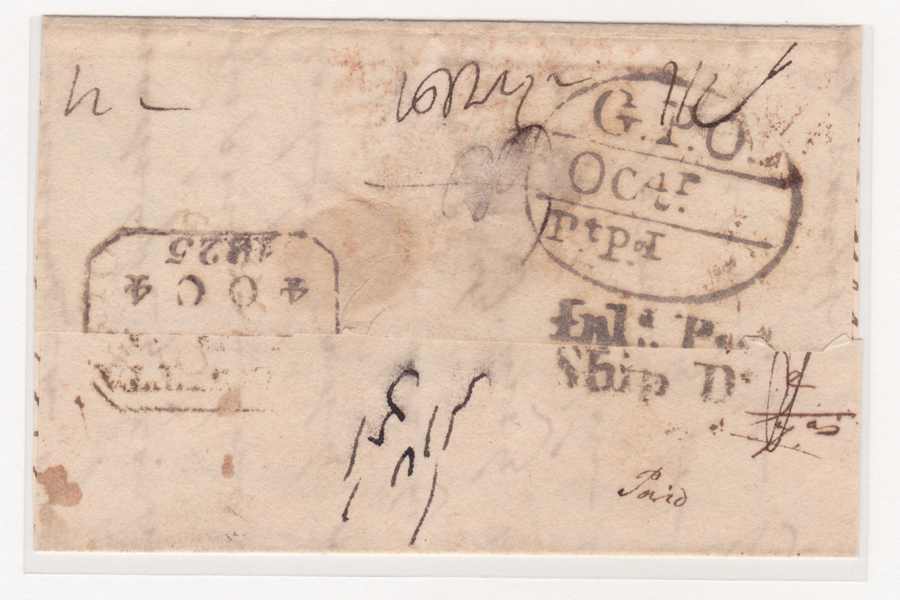 4 May 1824 Calcutta G5 pre stamp cover — COV-4031
