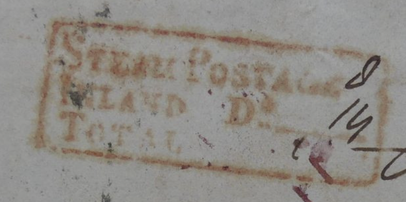 Handstruck stamp of India — Calcutta SD13 pre-1854 handstamp
