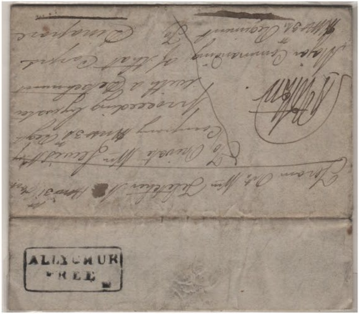 1836 Allyghur HG 3 pre stamp cover — COV-781