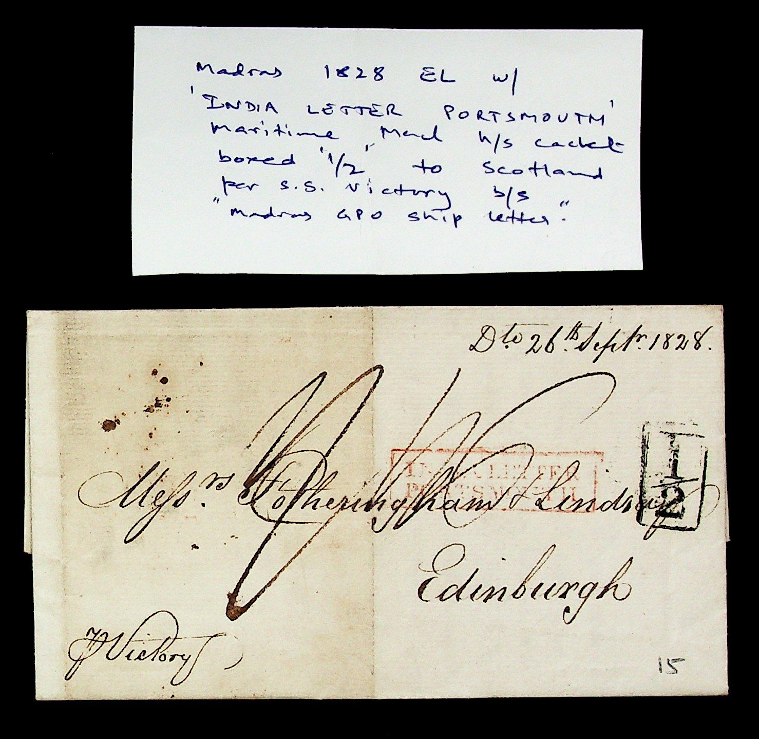 14 October 1828 Madras SD12 pre stamp cover — COV-3845