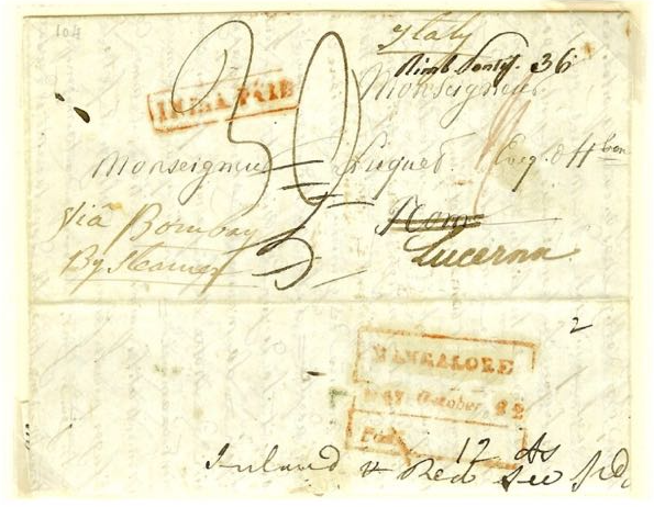 22 October 1847 Mangalore HG 3 pre stamp cover — COV-4182