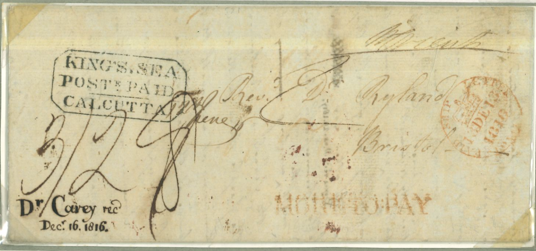 12 March 1816 Calcutta SD5 pre-stamp cover — COV-2588
