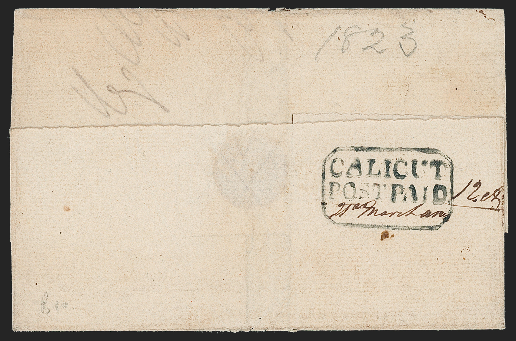 21 March 1823 Calicut HG 1 pre stamp cover — COV-222