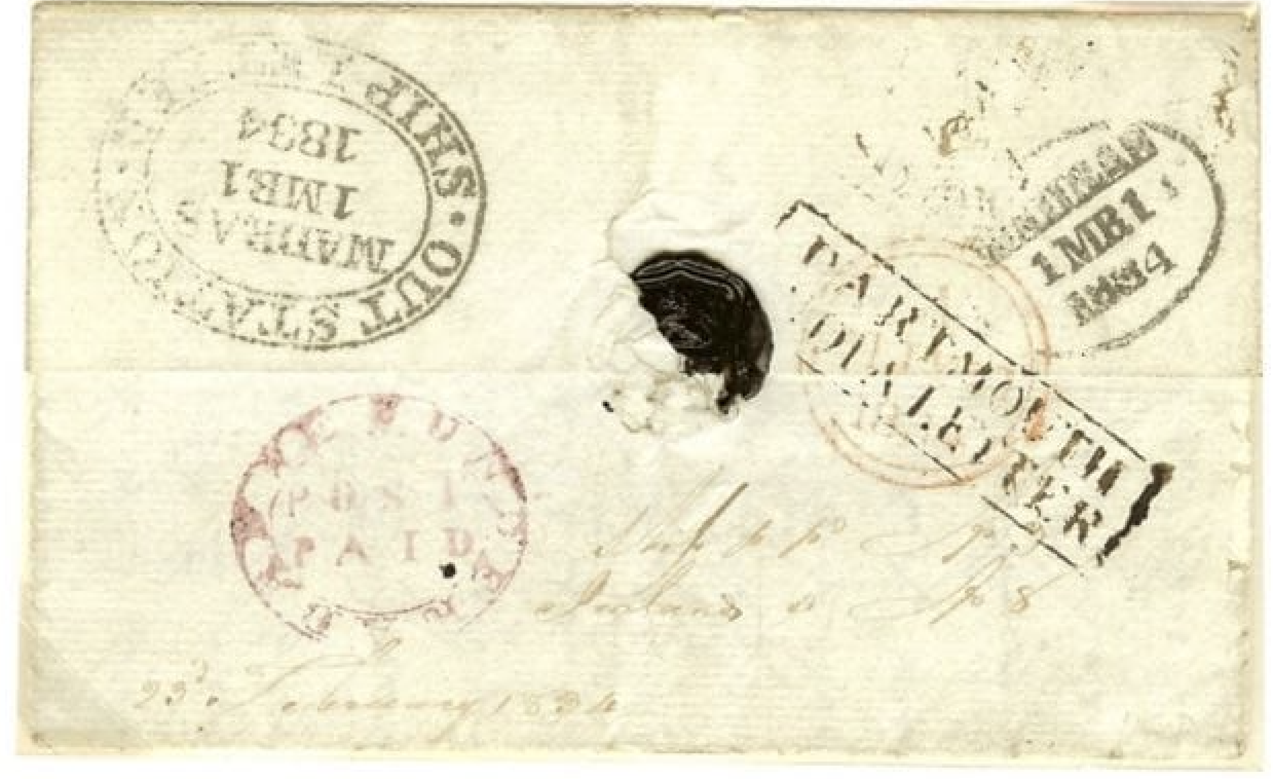 23 February 1834 Secunderabad HG 1 pre stamp cover — COV-830