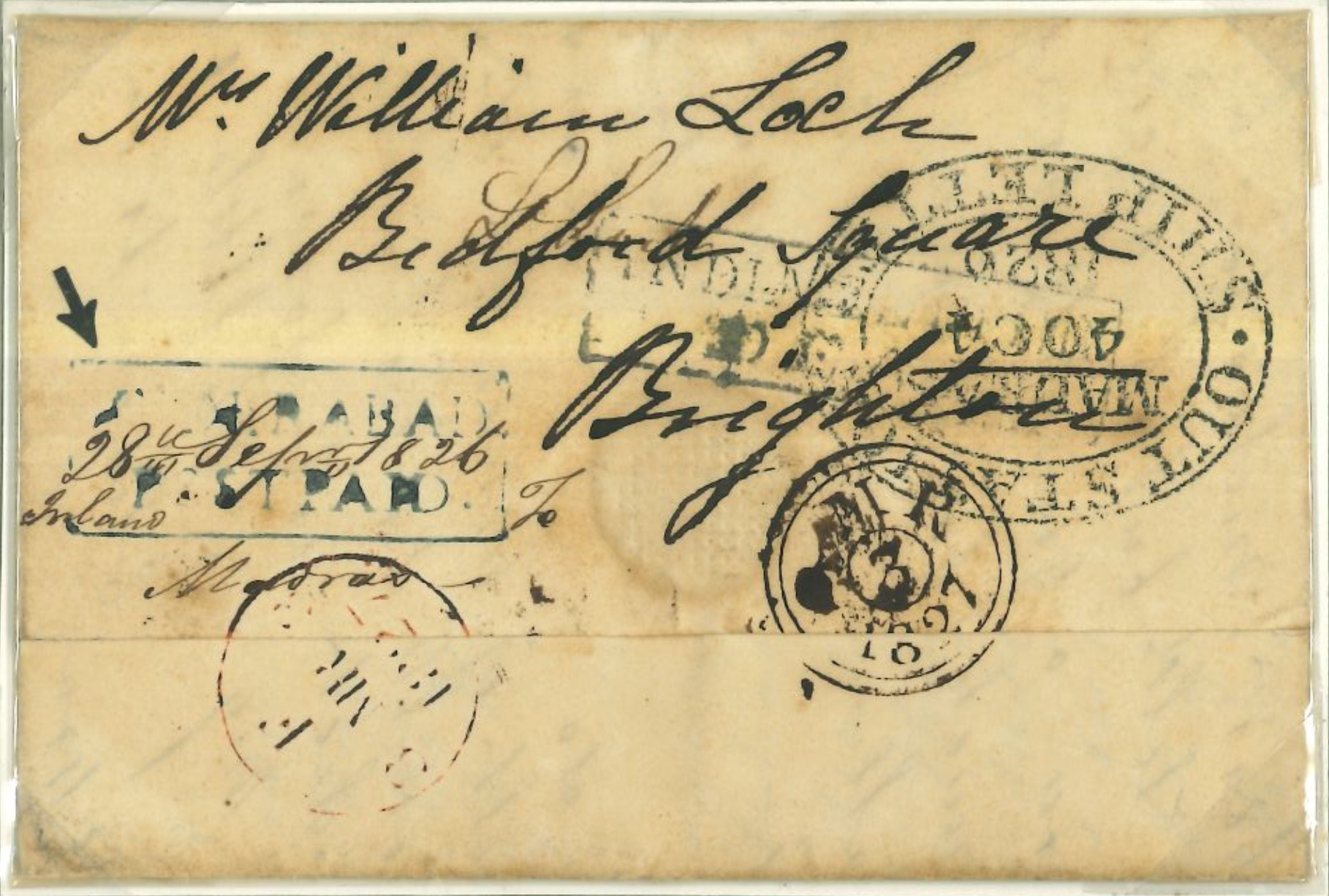 28 September 1826 Hyderabad HG 3 pre stamp cover — COV-2666
