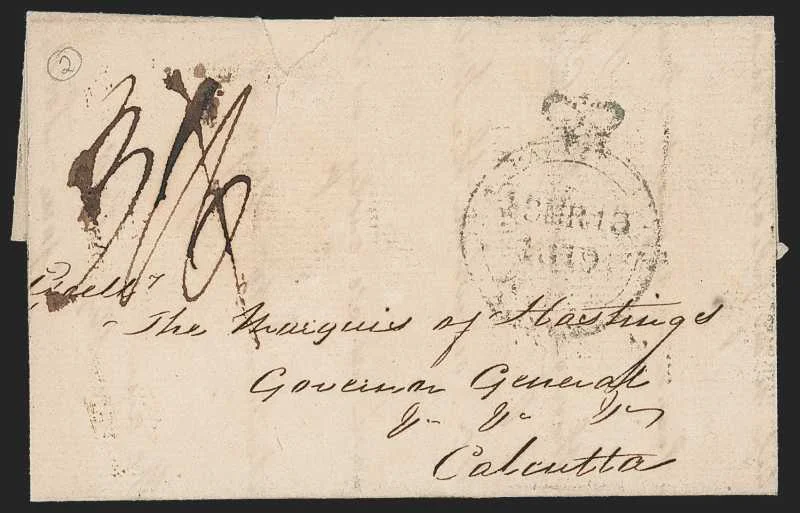 Calcutta SR7 pre stamp cover — back (COV-221)