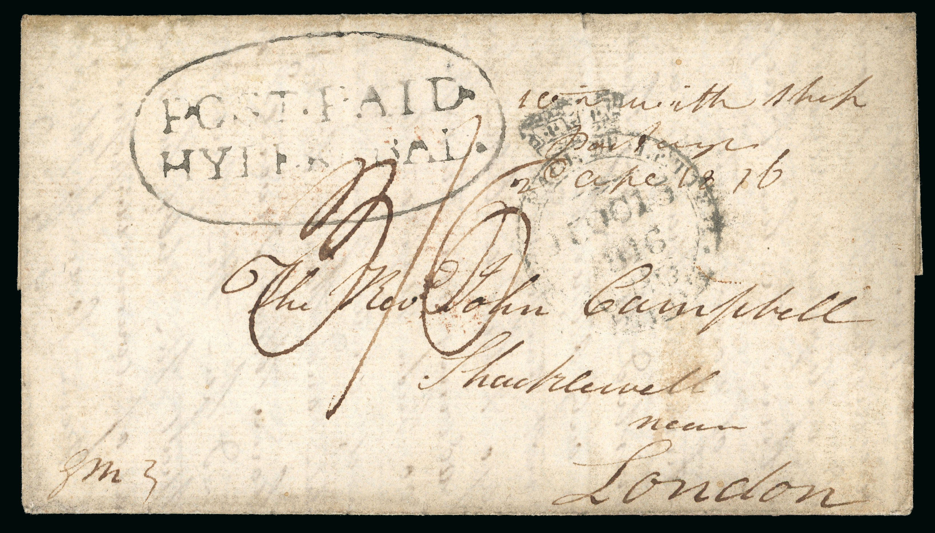 1815 Hyderabad HG 1 pre stamp cover — COV-880