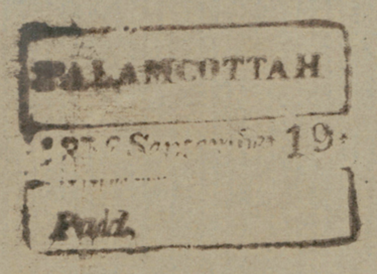 Palamcotah HG 10 handstamp