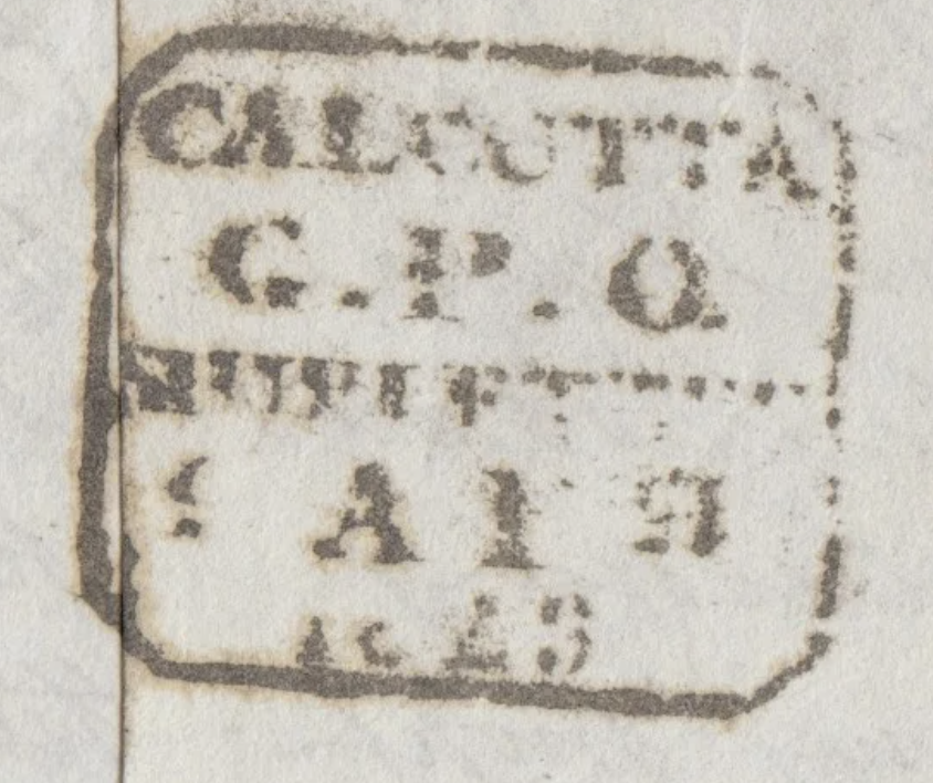 SD9 handstamp from Calcutta
