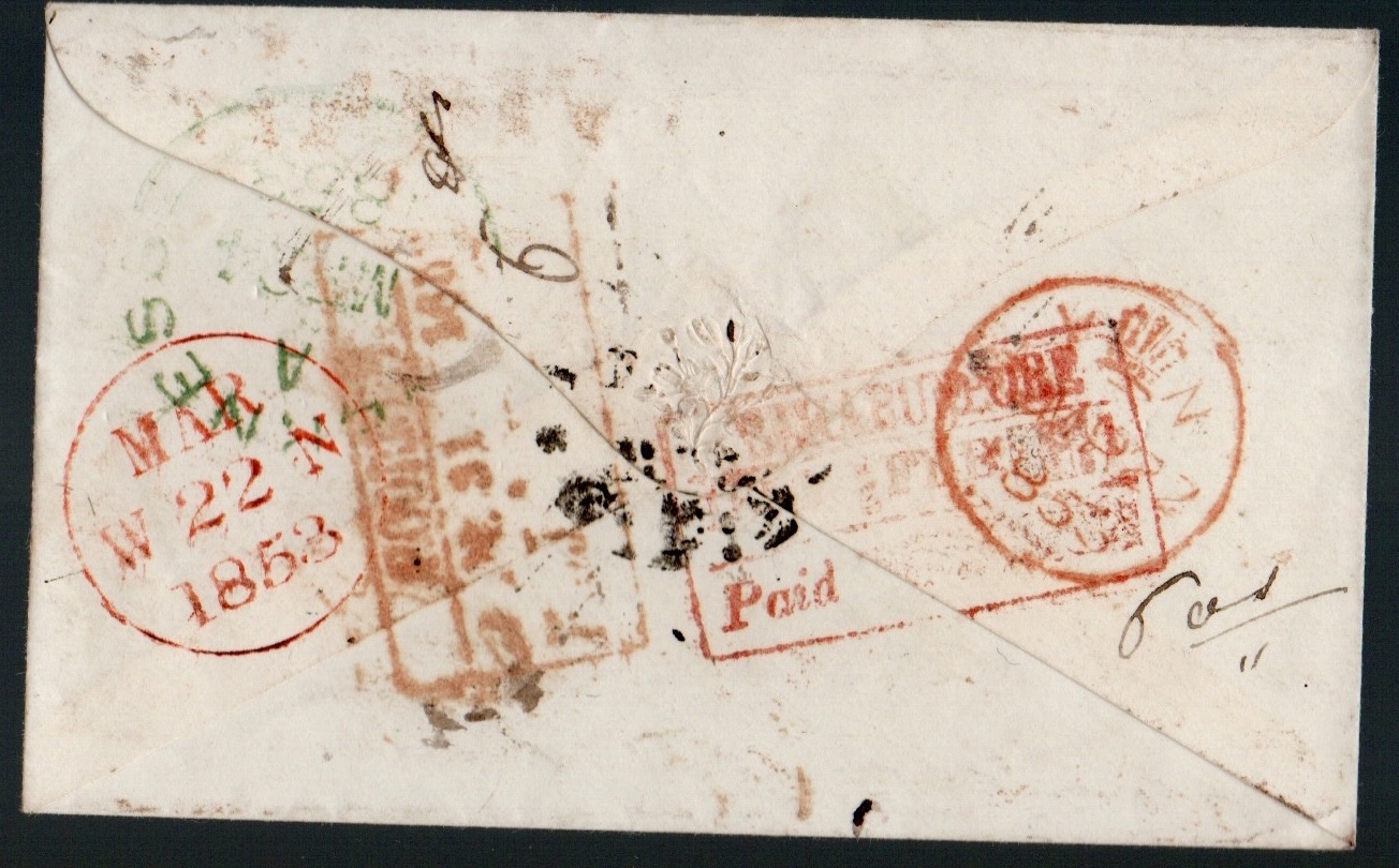 1853 Poorneea HG 3 pre stamp cover — COV-2899