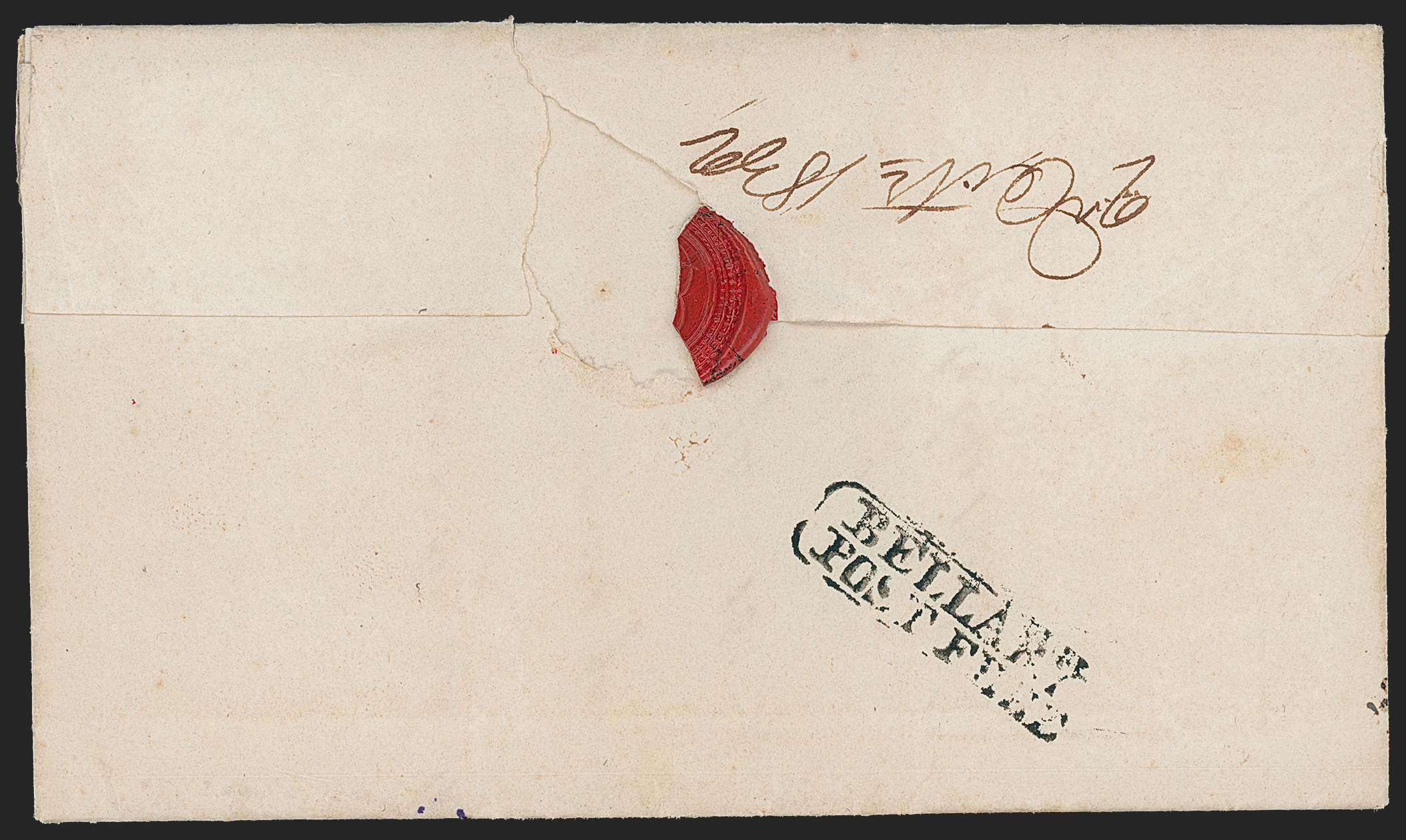 Pre-stamp cover of India — 2 October 1832, Bellary HG 3 handstruck folded letter (COV-5245)