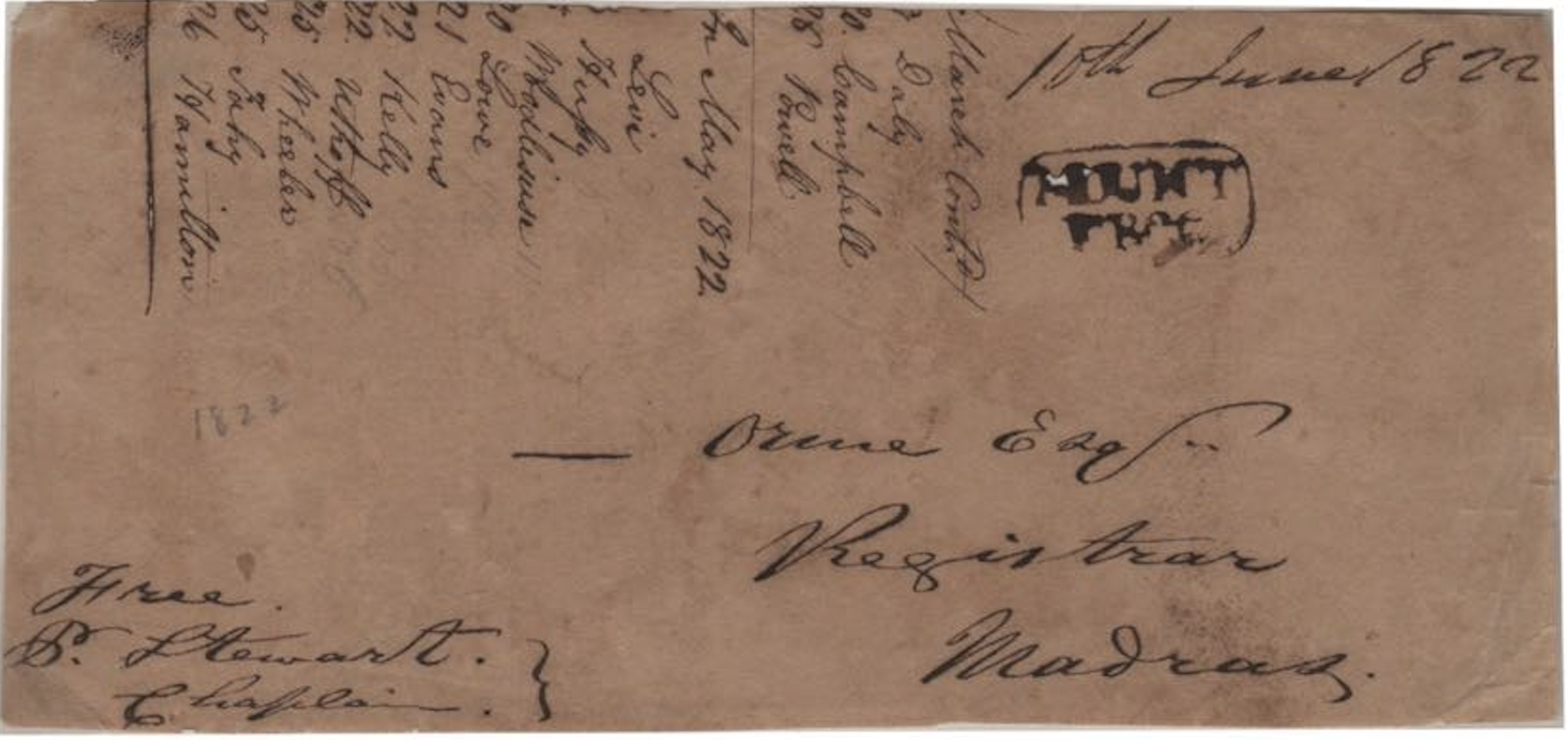 10 June 1822 Mount HG 3 pre stamp cover — COV-721