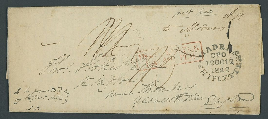12 October 1822 Madras SD8 pre stamp cover — COV-3479