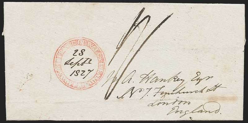 28 September 1827 Penang FP 3 pre stamp cover — COV-4083