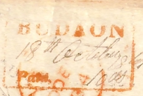 Handstruck stamp of India — Bodaon HG 1 pre-1854 handstamp