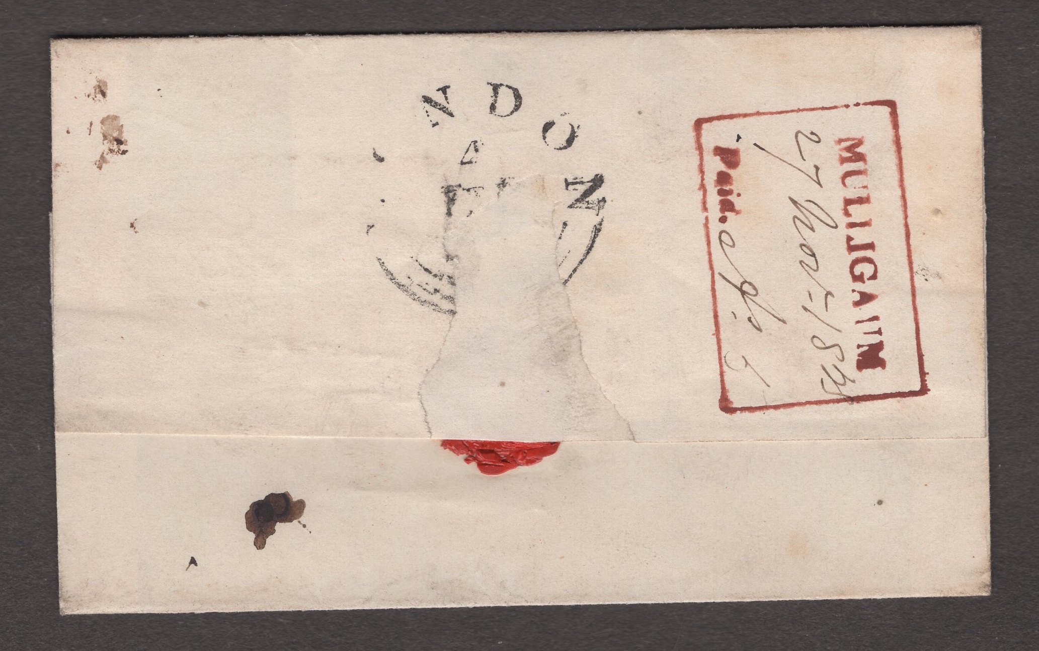 COV-2494 — 27 November 1843 Mallegaum HG 2a pre-stamp cover