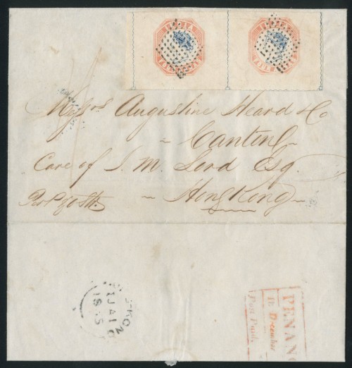 19 December 1854 Penang FP 6 pre stamp cover — COV-4103