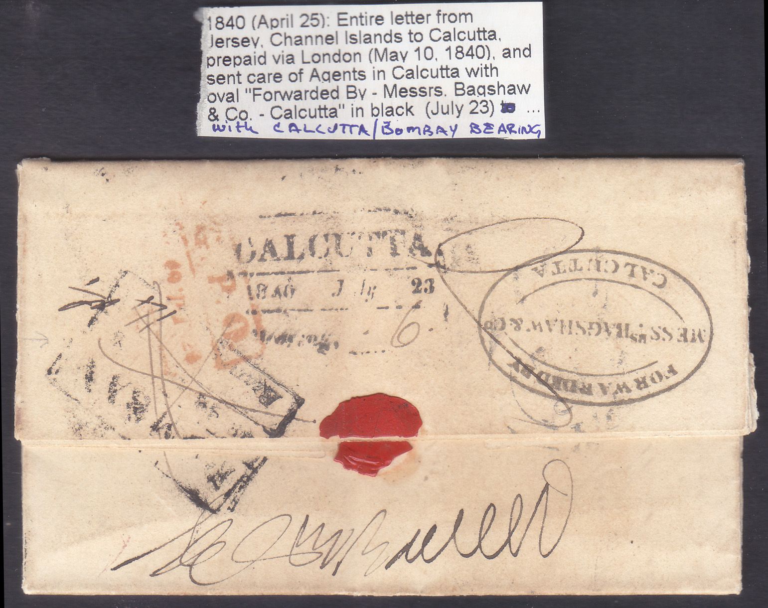 23 July 1840 Calcutta HG 22 pre stamp cover — COV-3698