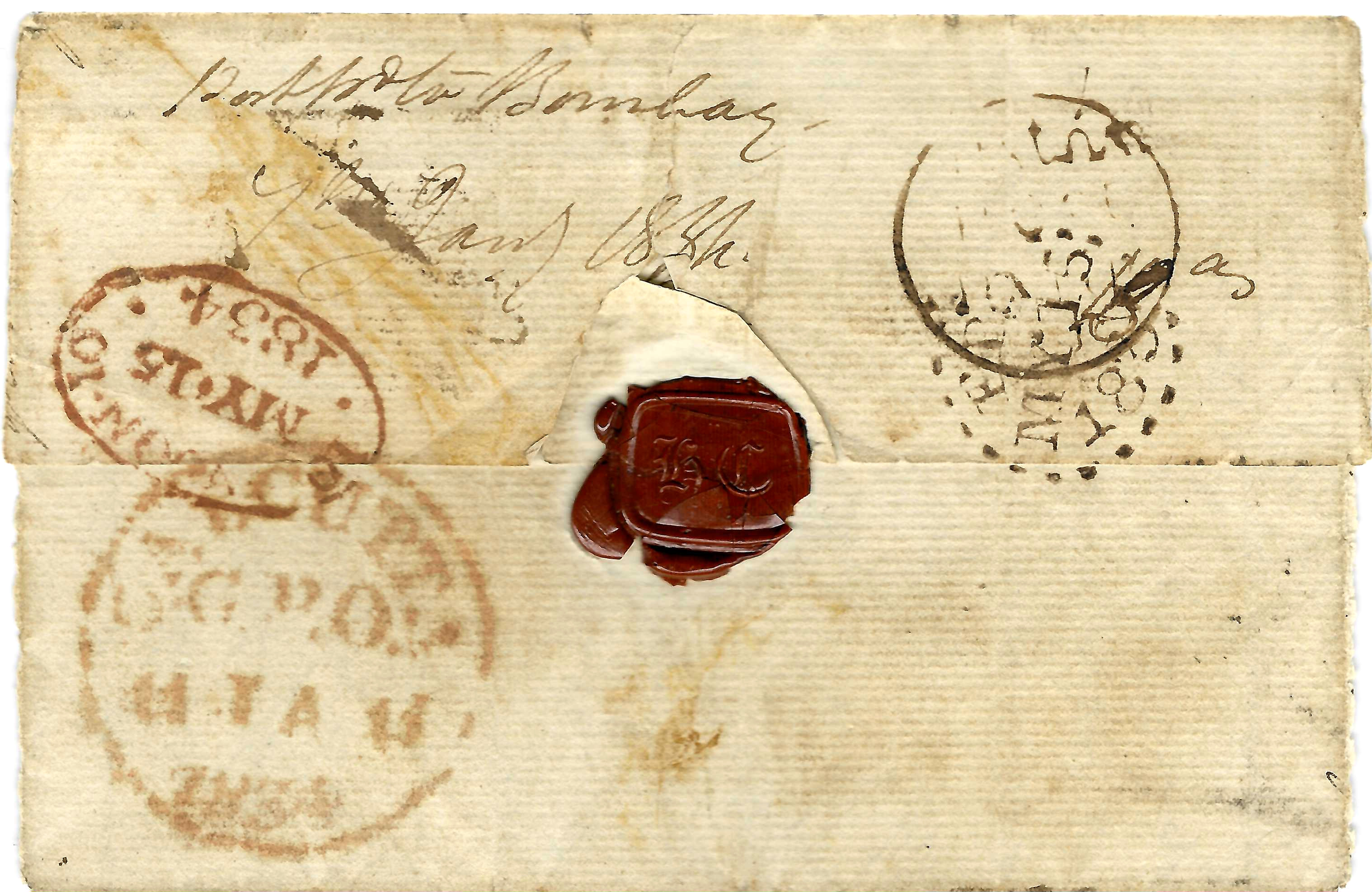 6 January 1834 Calcutta G9 pre stamp cover — COV-2862