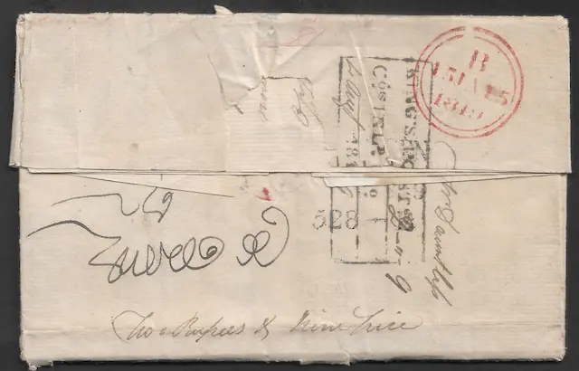 1819 Calcutta SR7 pre stamp cover — COV-3610