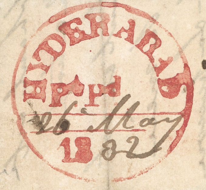Hyderabad HG 4 — pre-1854 Indian handstamp, 1832–1837, Black