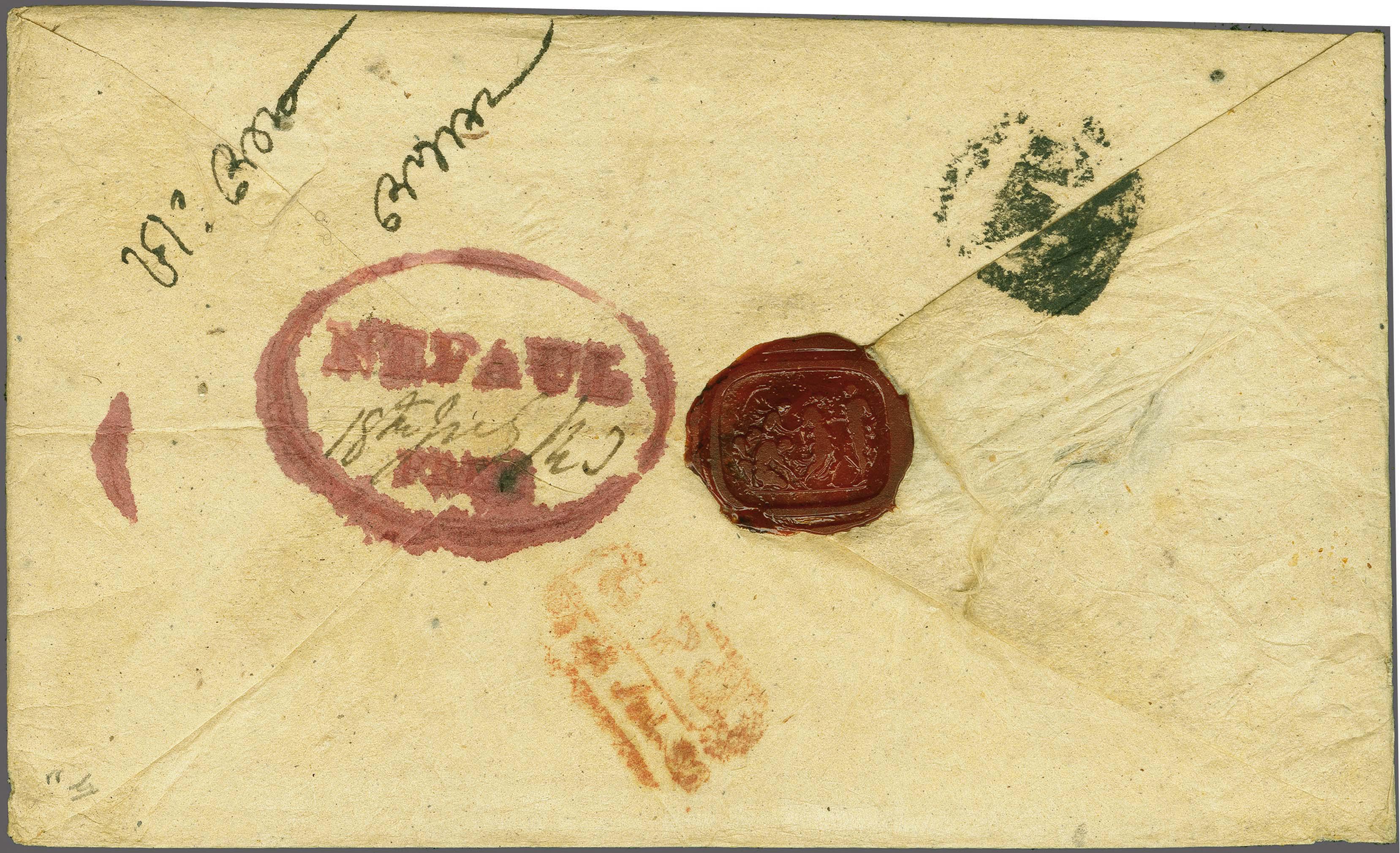 COV-2422 — 17 July 1843 Nepaul HG 3 pre-stamp cover